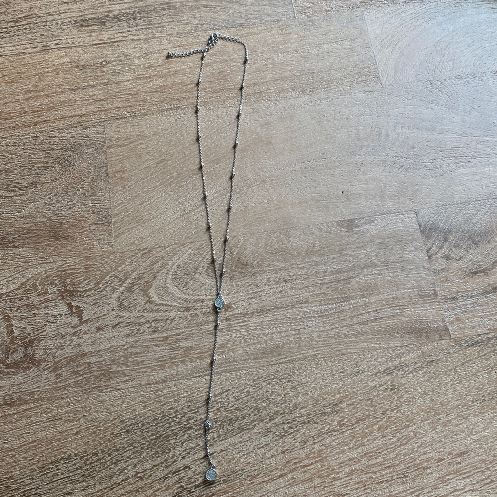 Silver tone beaded long necklace